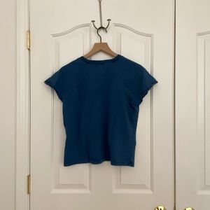 Madewell blue pindot cap sleeve tee, size M